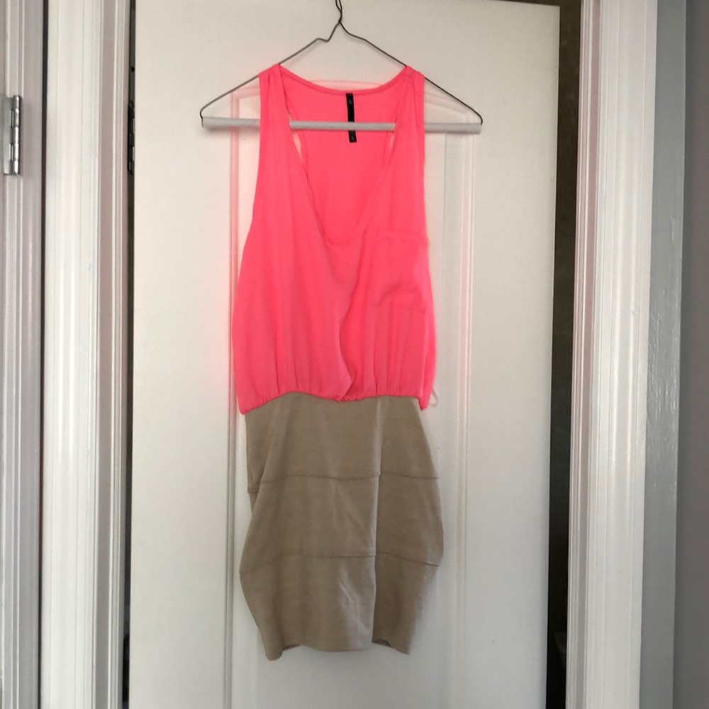 Pink & beige mini dress